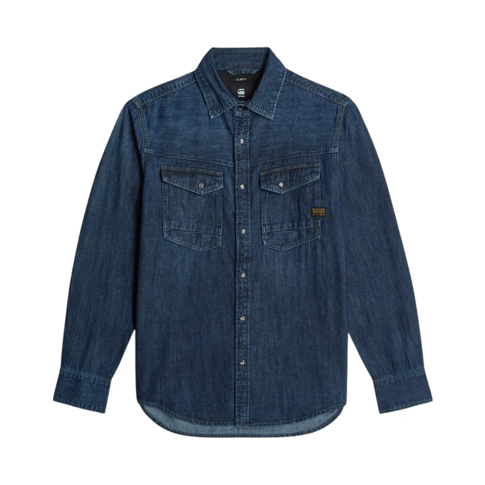 Camicia A Maniche Lunghe G-Star Raw D23616-D252 Slim -G133 Worn In Deep Sea Uomo Nero Medio Denim - Immagine 3