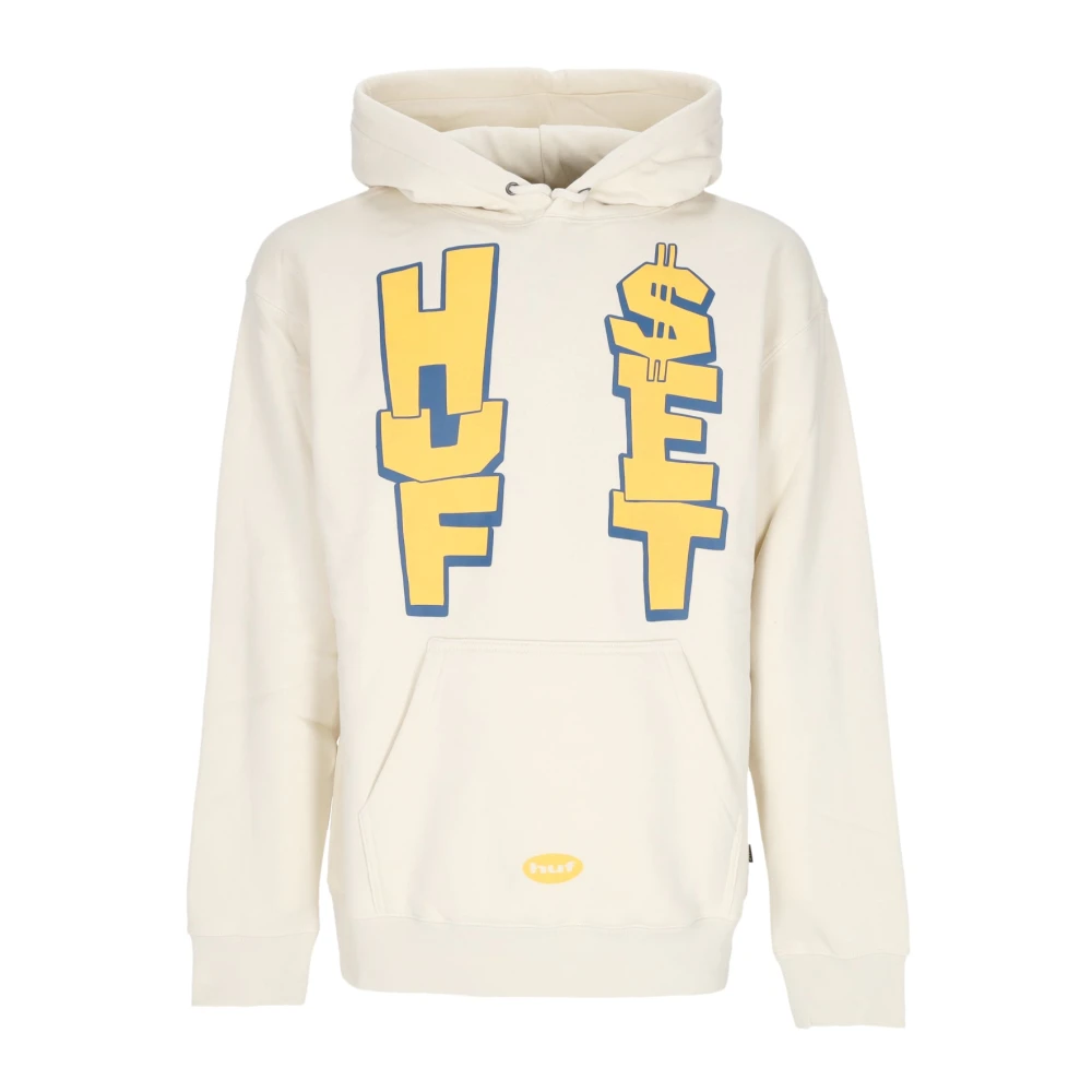Huf Men's White Hoodies, L, Anthem Po Hoodie Long Sleeve