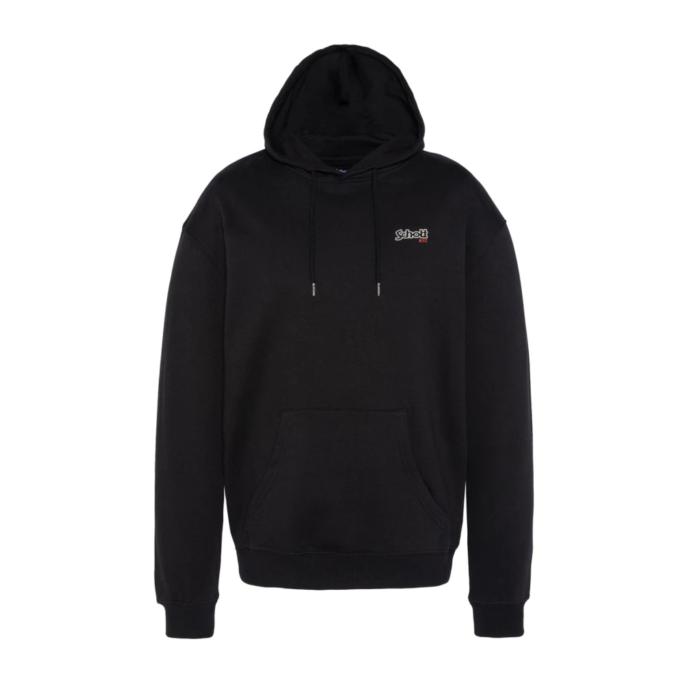 Schott NYC Zwarte katoenen hoodie Black Heren