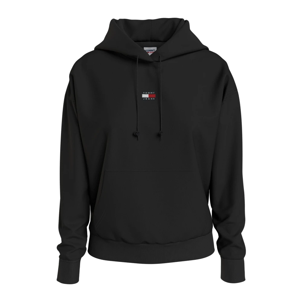 Tommy Hilfiger , Hoodies, Female, Black, M, Logo Black Cotton T-Shirt