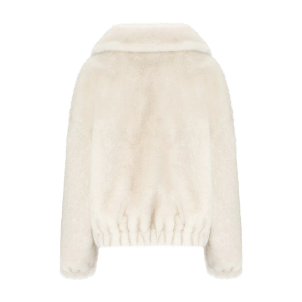 Essentiel Antwerp Witte Nep Bont Bomberjack Beige Dames