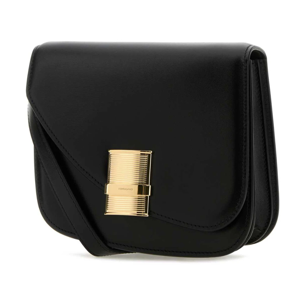 Salvatore Ferragamo Stijlvolle Zwarte Leren Crossbody Tas Black Dames