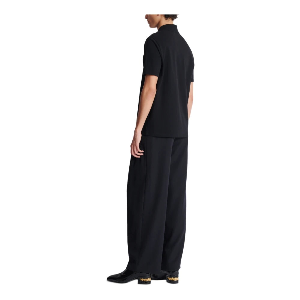 Balmain Vintage geborduurd katoenen poo shirt Black Heren
