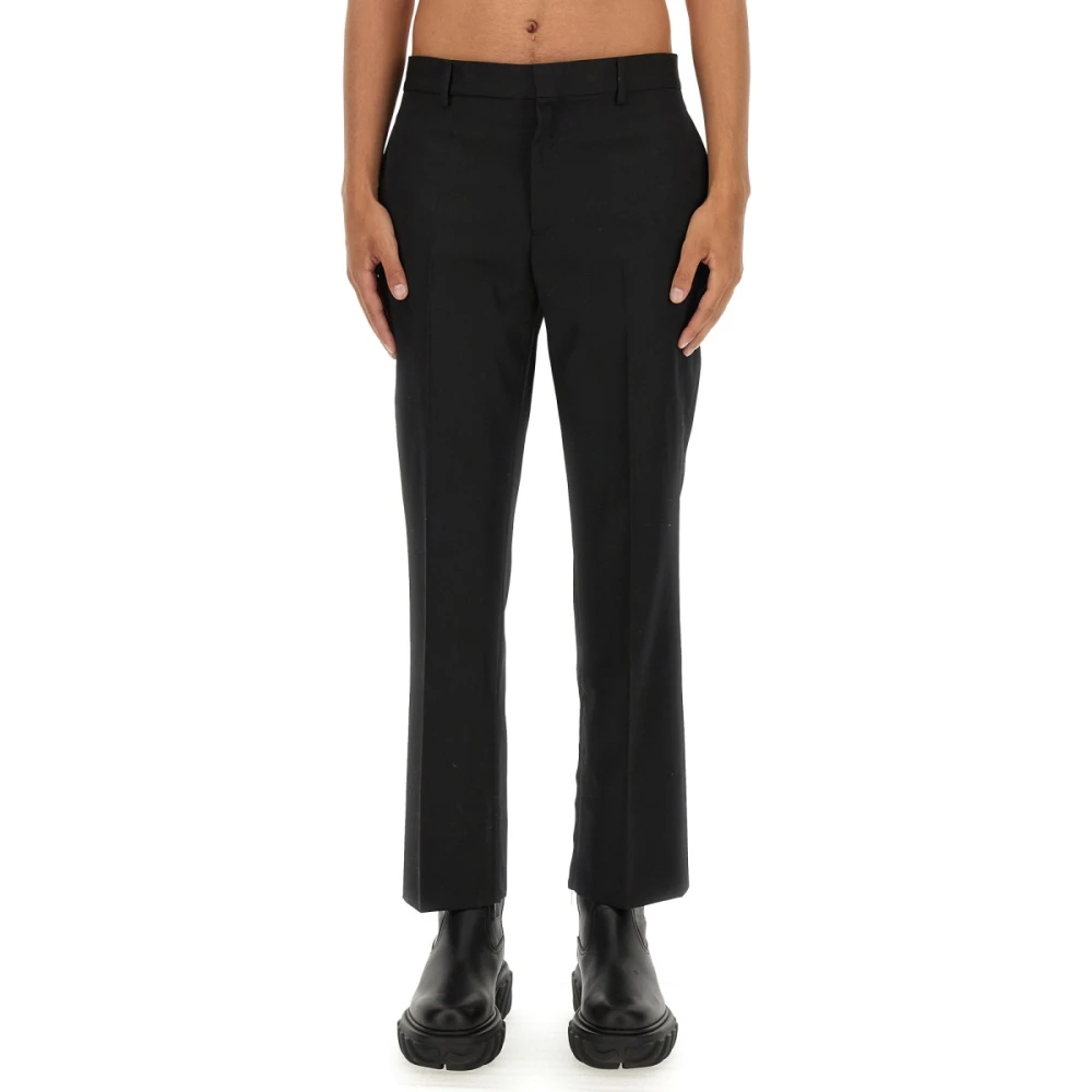 Off White Slim-fit Wollen Broek Black Heren