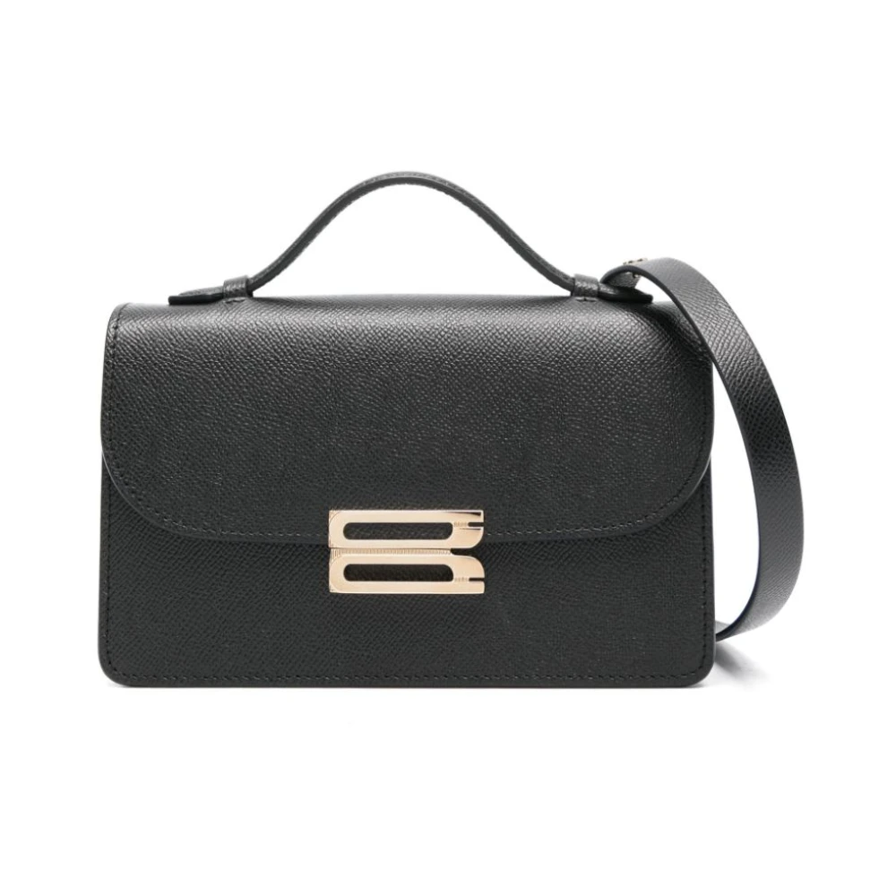 Victoria Beckham Gestructureerde Zwarte Leren Schoudertas Black Dames