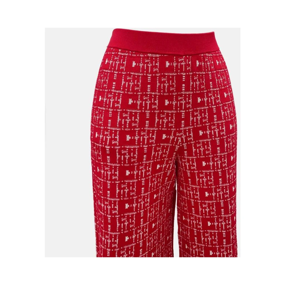 Carolina Herrera Rode Jacquard Initialen Straight Broek Red Dames