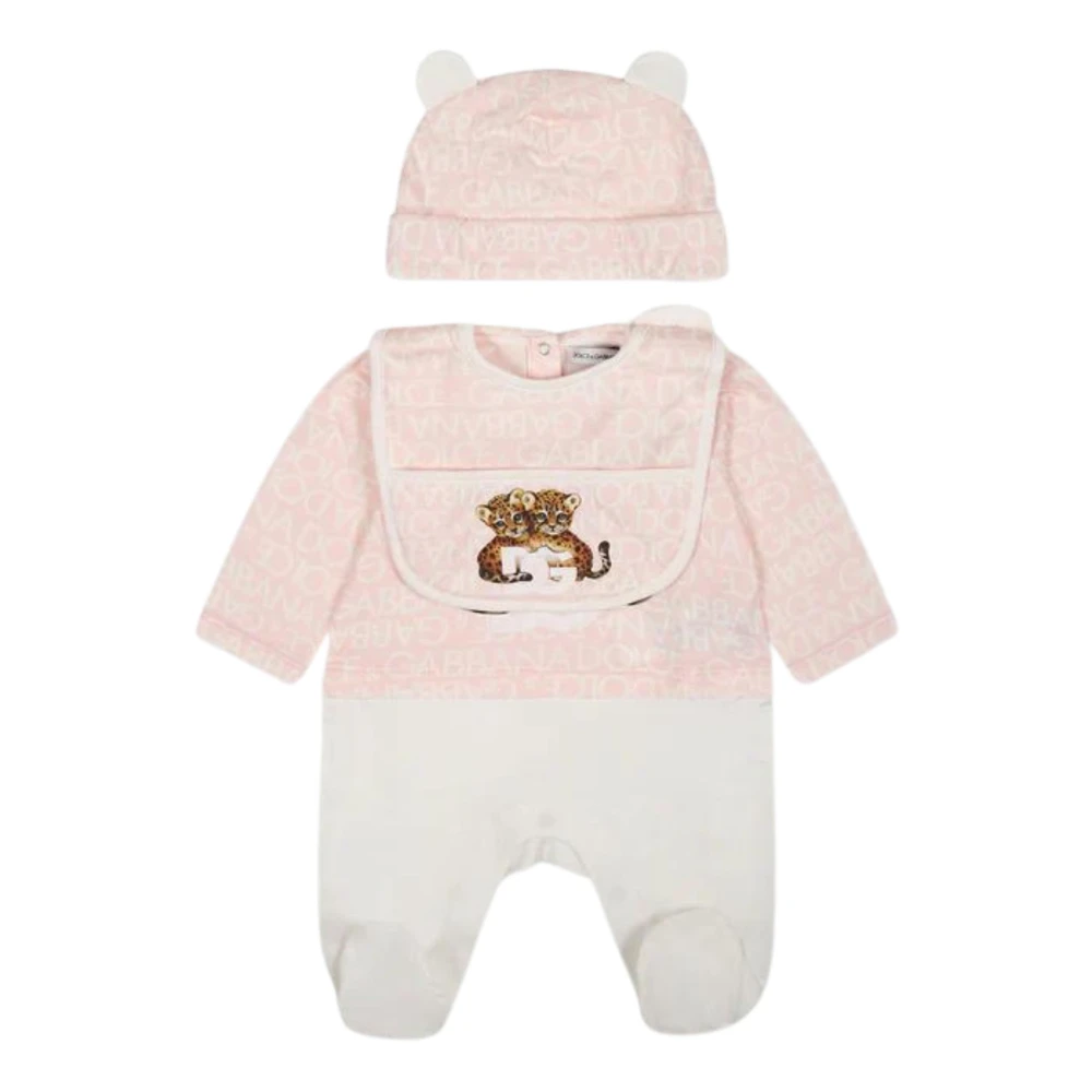 Dolce & Gabbana Rosa Leopardtryck Baby Set Pink, Flicka