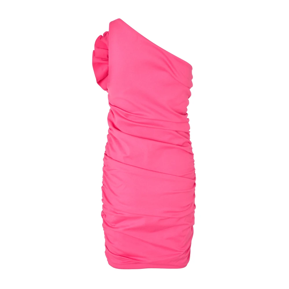 Cras One-Shoulder Roze Jurk met Oversized Bloem Pink Dames