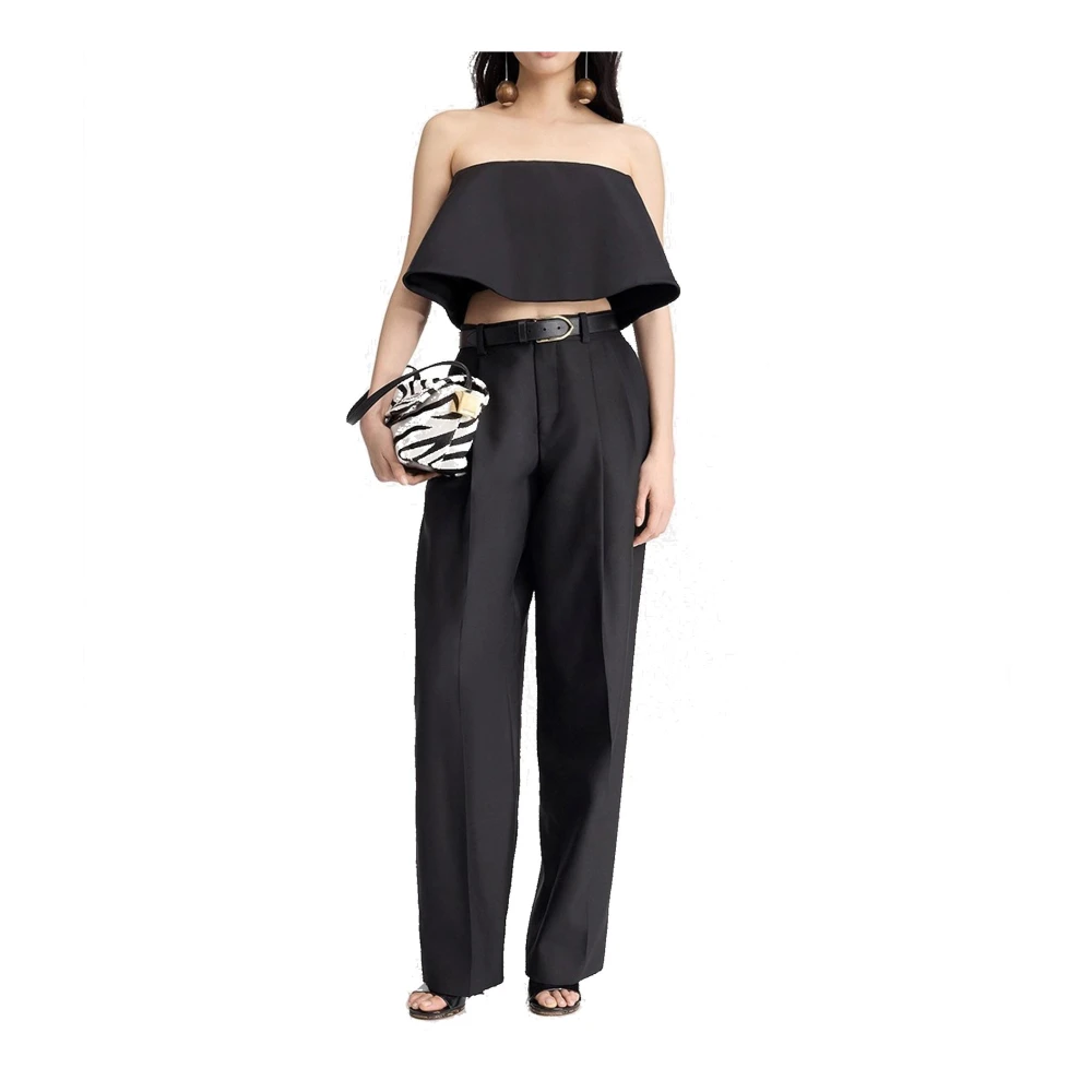 Jacquemus Wijde broek met zijde en wol Black Dames