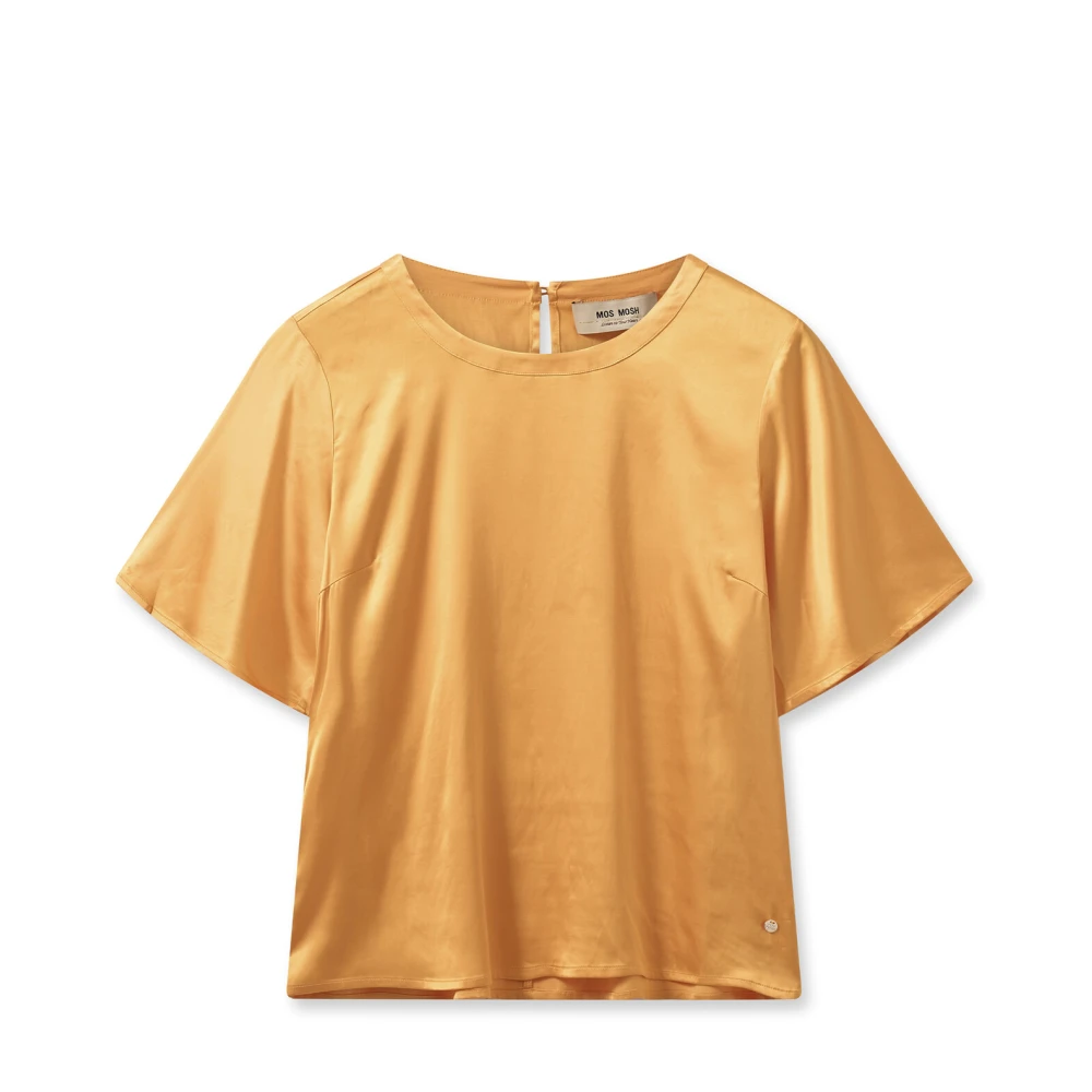 MOS MOSH Satijnen blouse met korte mouwen Orange Dames