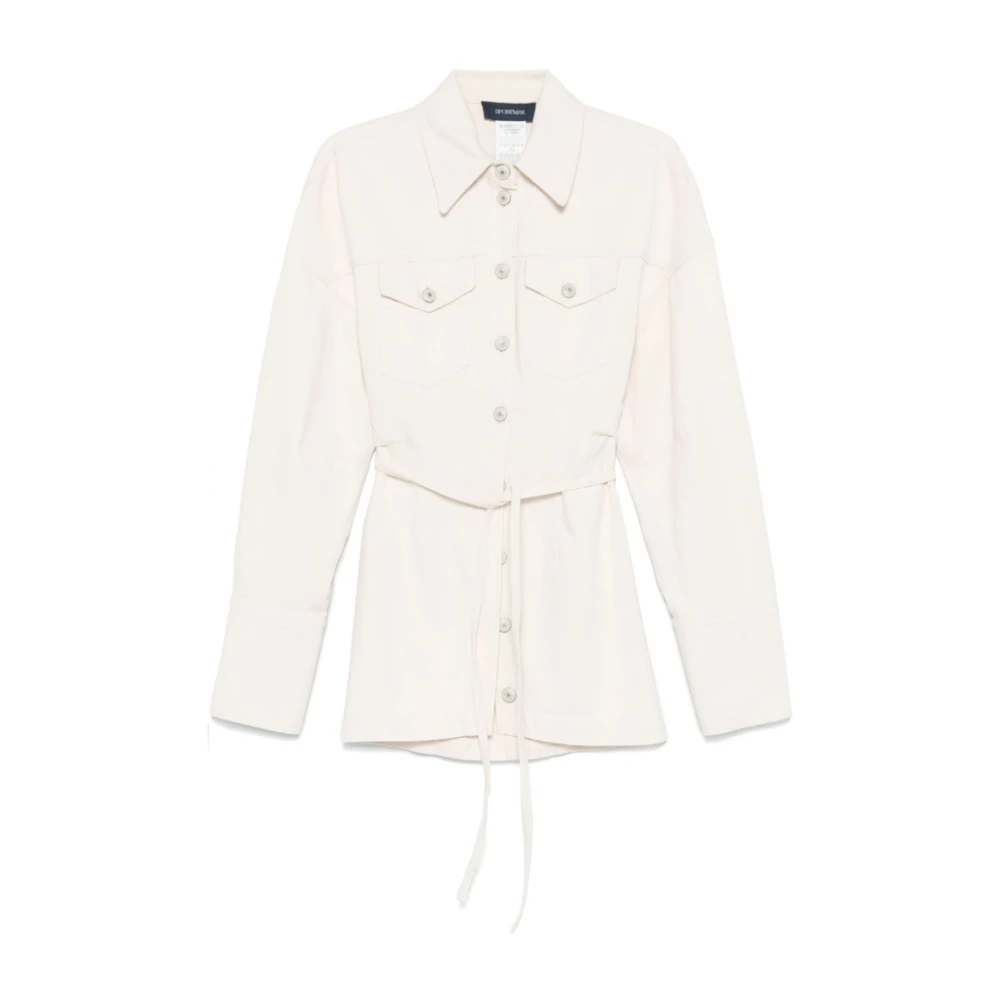 SPORTMAX Beige Geknoopte Jas met Dart Detailering Beige Dames