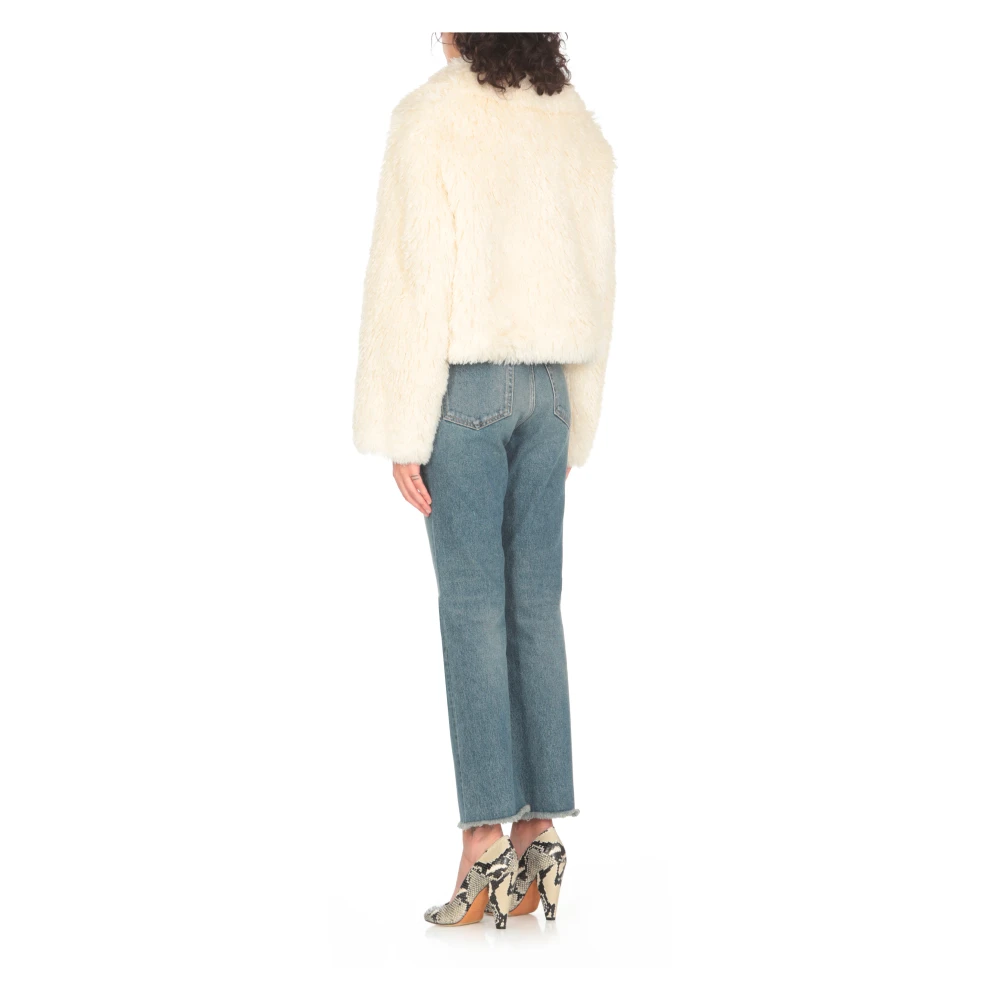 Stand Studio Imitatiebont Ivoor Jas met Kraag Beige Dames
