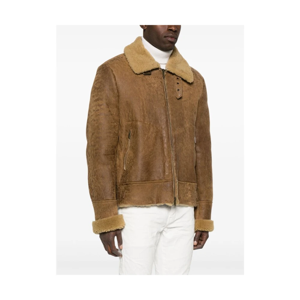 Salvatore Santoro Lichtbruine Leren Jas met Gespsluitingen Brown Heren