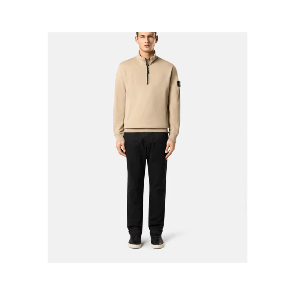 Stone Island Woestijn Half Zip Katoenen Sweatshirt Beige Heren