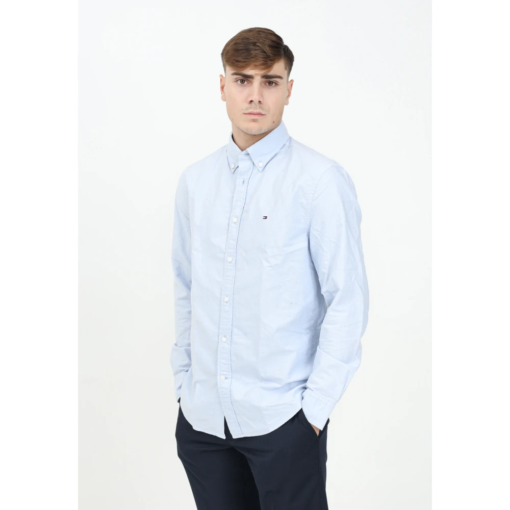 Tommy Hilfiger Blauwe Oxford Heritage Overhemd met Lange Mouwen Blue Heren