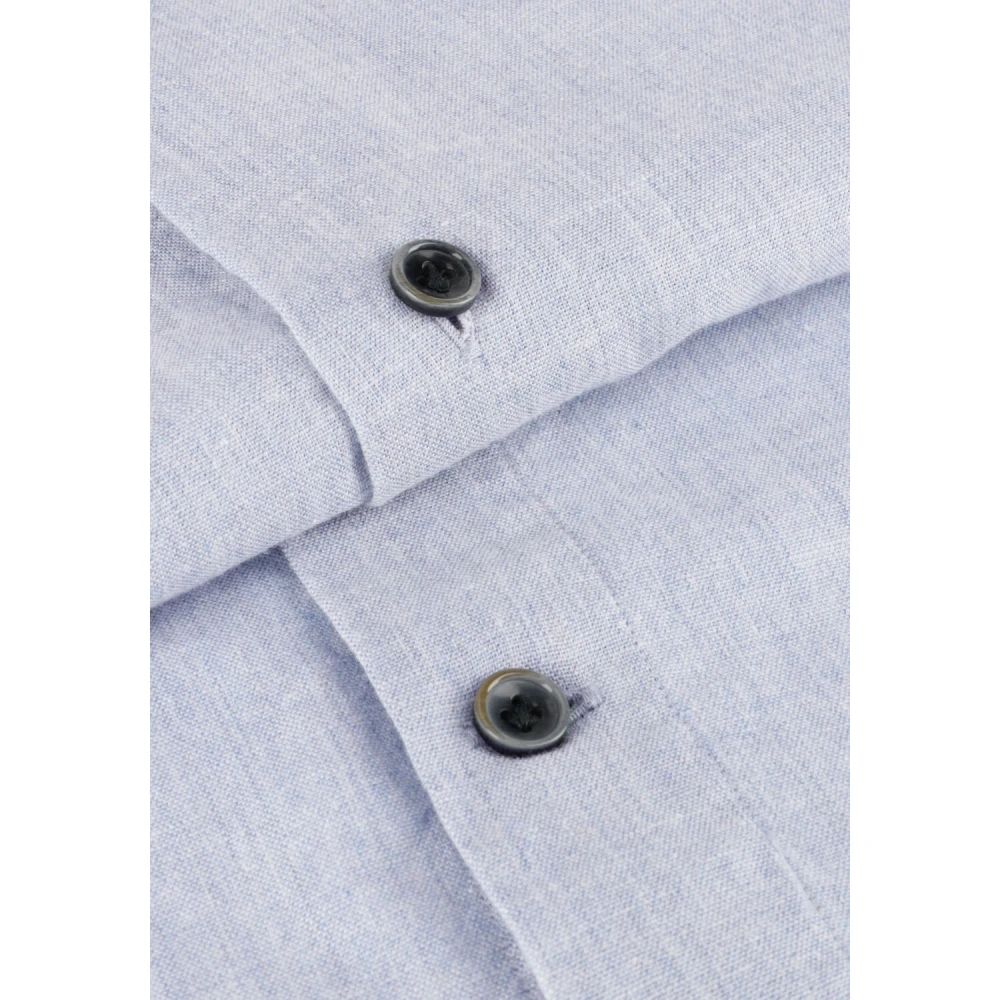 Profuomo Heren X-Cutaway Shirt Katoen Linnen Blue Heren