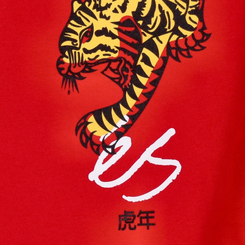 ES Tiger Block Rode Hoodie Red Heren