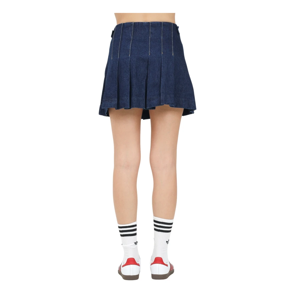 Tommy Jeans Donkerblauwe Denim Geplooide Rok Blue Dames