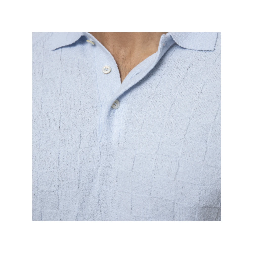 Gran Sasso Lichtblauwe Polo met Geometrisch Patroon Blue Heren