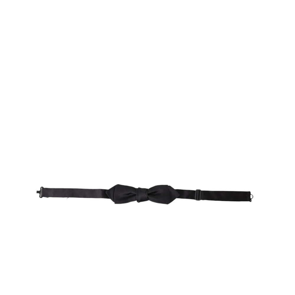 Dolce & Gabbana Elegante zwarte zijden vlinderdas Black Heren