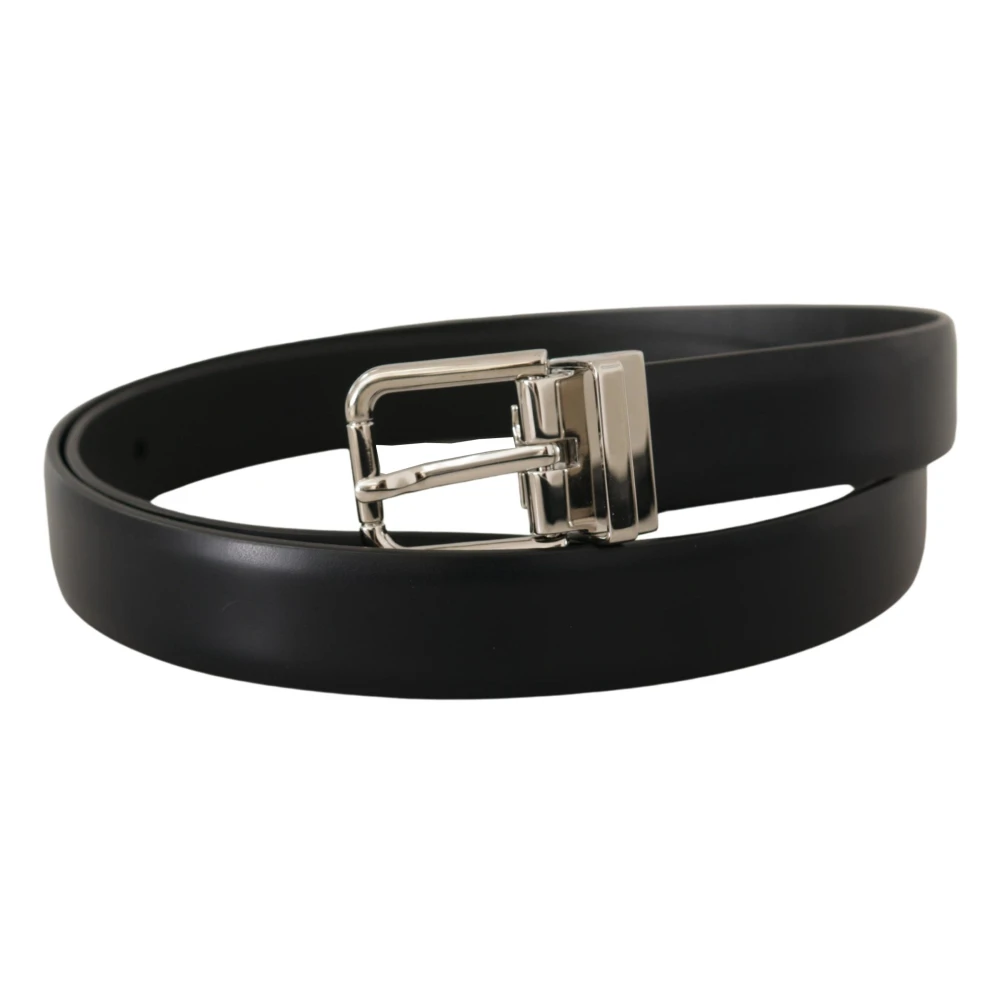 Dolce & Gabbana Elegante zwarte leren riem met metalen gesp Black Heren
