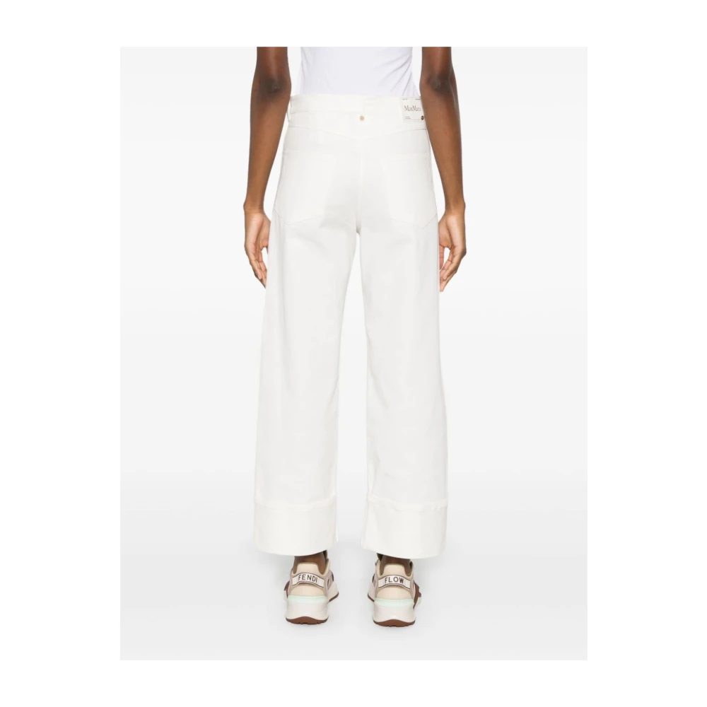 Max Mara Witte Broek met Omgeslagen Zoom White Dames