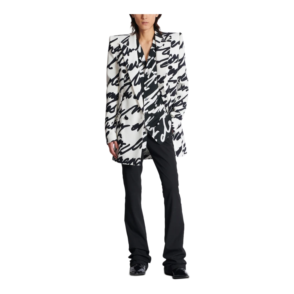 Balmain Twill pyjamashirt met 'Love Letter' print Black Heren