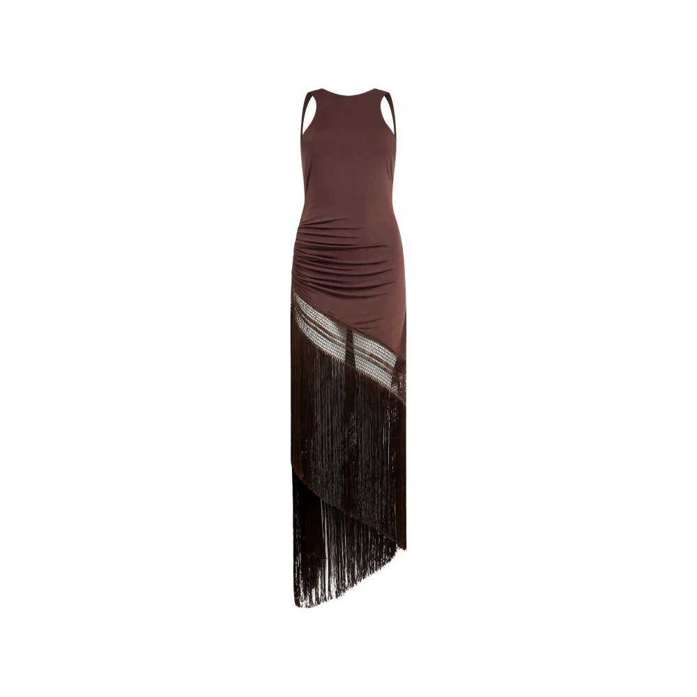 Andamane Women's Brown Maxi Dresses, Xs, Marisol Fringed Tank Maxi Dress