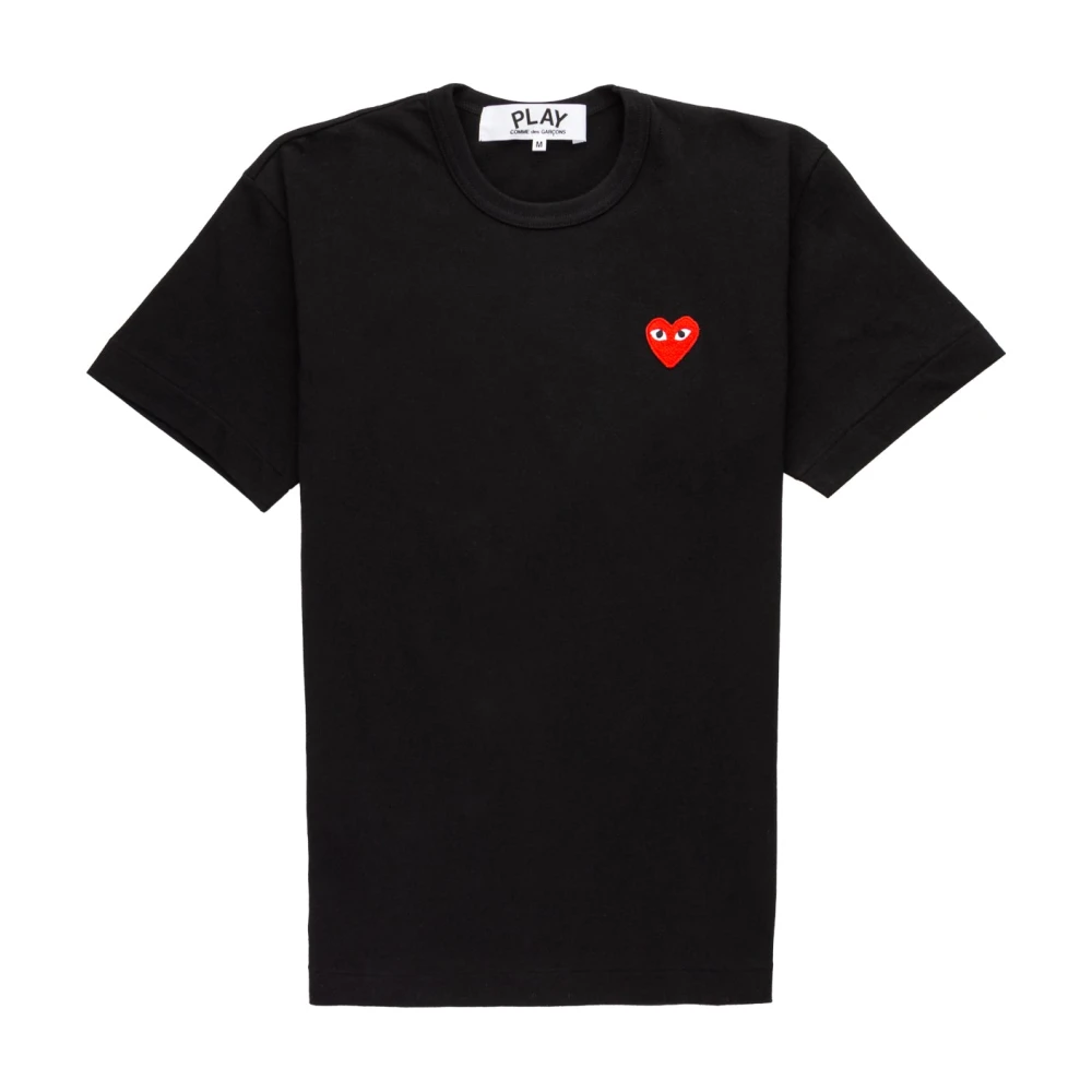 Comme des Garçons Play Rode Logo-Patch Ronde hals T-shirt Black Heren