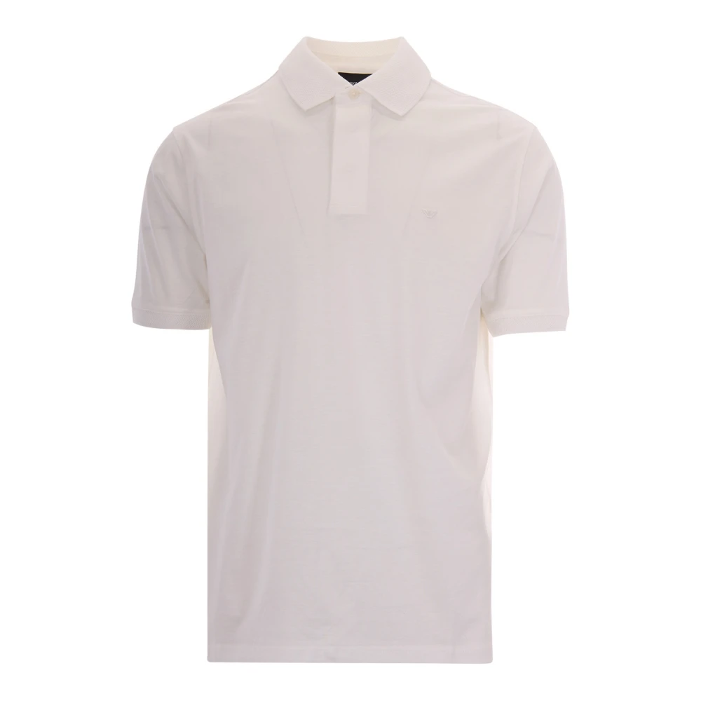Emporio Armani White Lyocell Blend Jersey Polo Shirt - Male - Polo Shirts - Xl - Tops