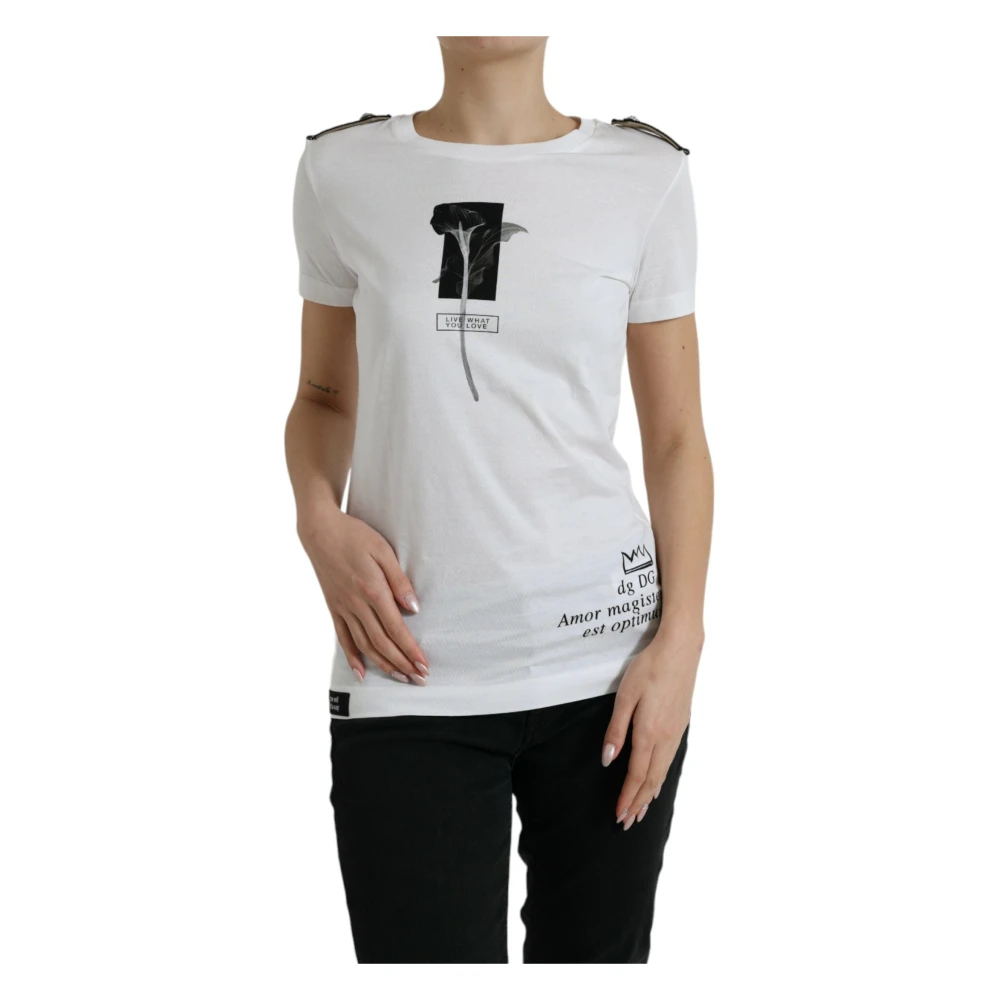 Dolce & Gabbana Women's White Elegant Monochrome Crew Neck T-Shirt 3XS