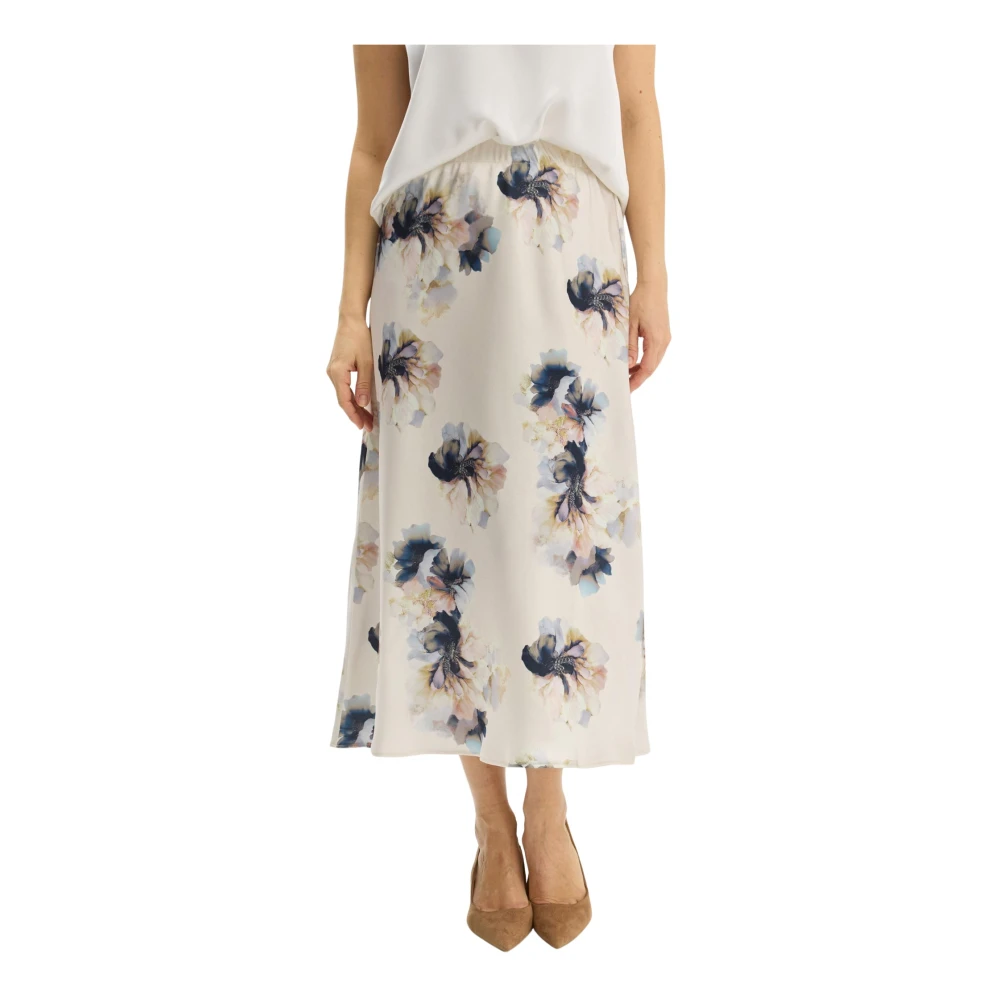 In Front Women's Beige Midi Skirts, Xl, Midi Skirt