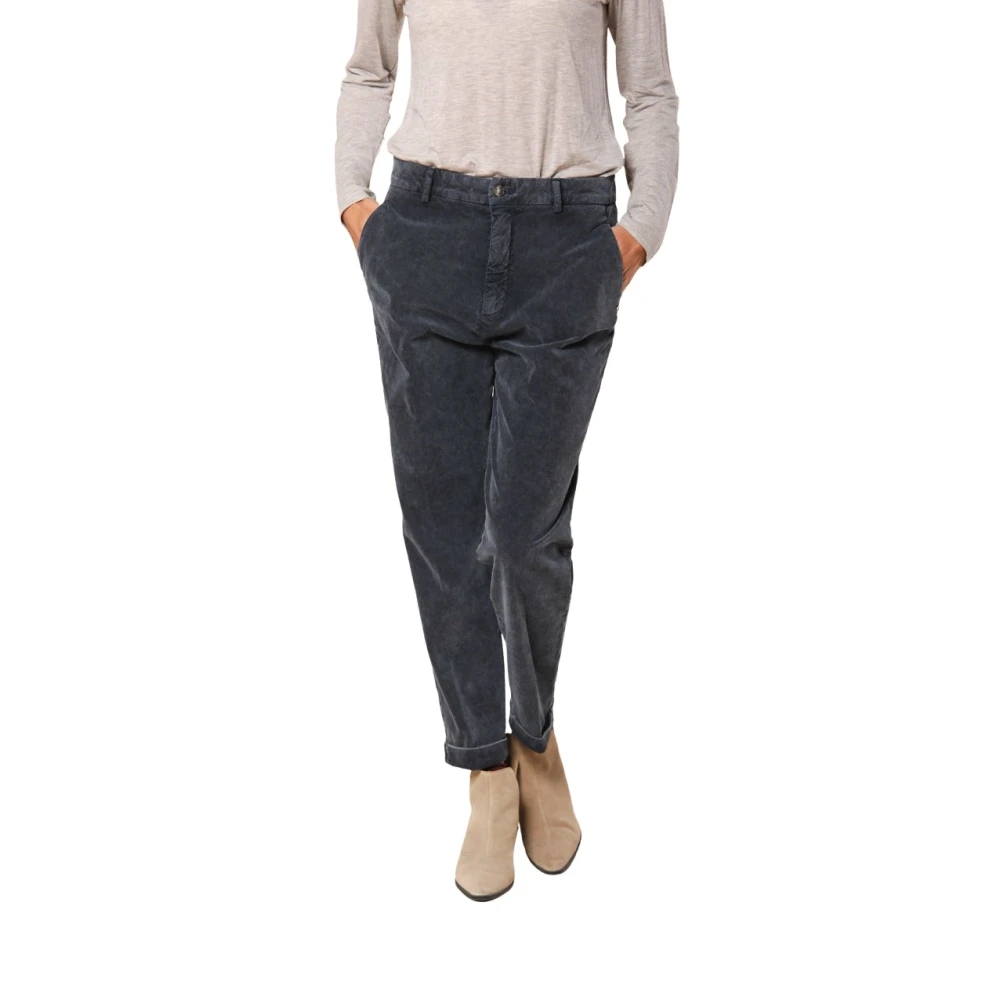 Mason's Blauwe Velvet Chino Broek 1000 Strepen Blue Dames