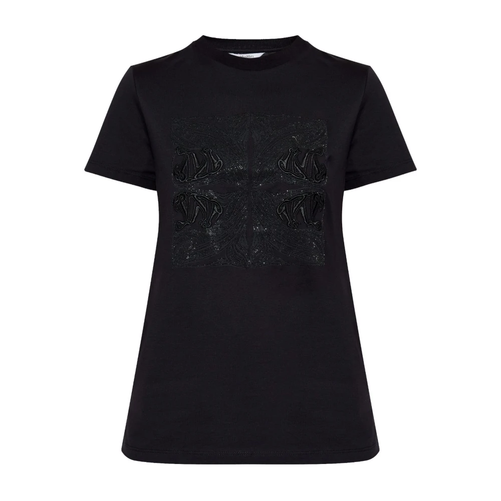 Max Mara Zwarte Katoenen Jersey T-shirt met Logo Black Dames