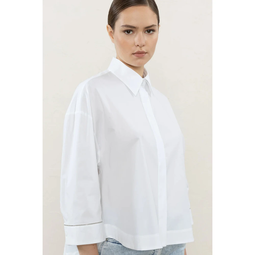 PESERICO Katoenen Shirt met Verfijnde Details White Dames