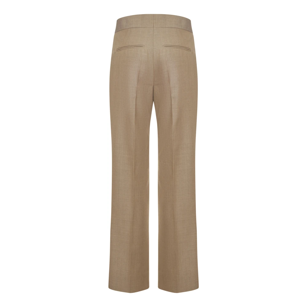 Victoria Beckham Beige Geknipte Flare Wollen Broek Beige Dames