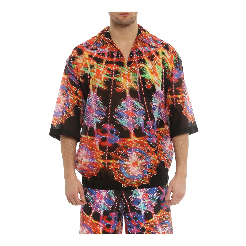 Dolce & Gabbana Gedrukt shirt met V-hals Multicolor Heren