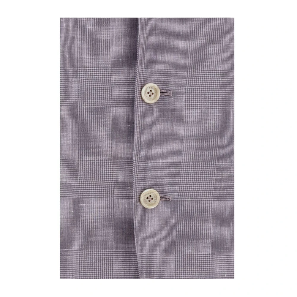 BRUNELLO CUCINELLI Geruite Patroon Wollen Blazer Jas Purple Heren