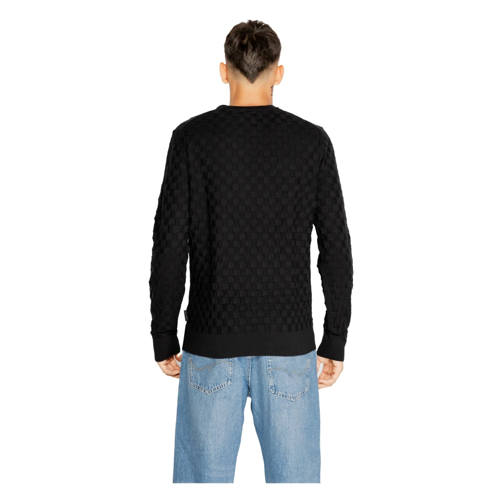 Calvin Klein Zwarte Gebreide Ronde Hals Trui Black Heren
