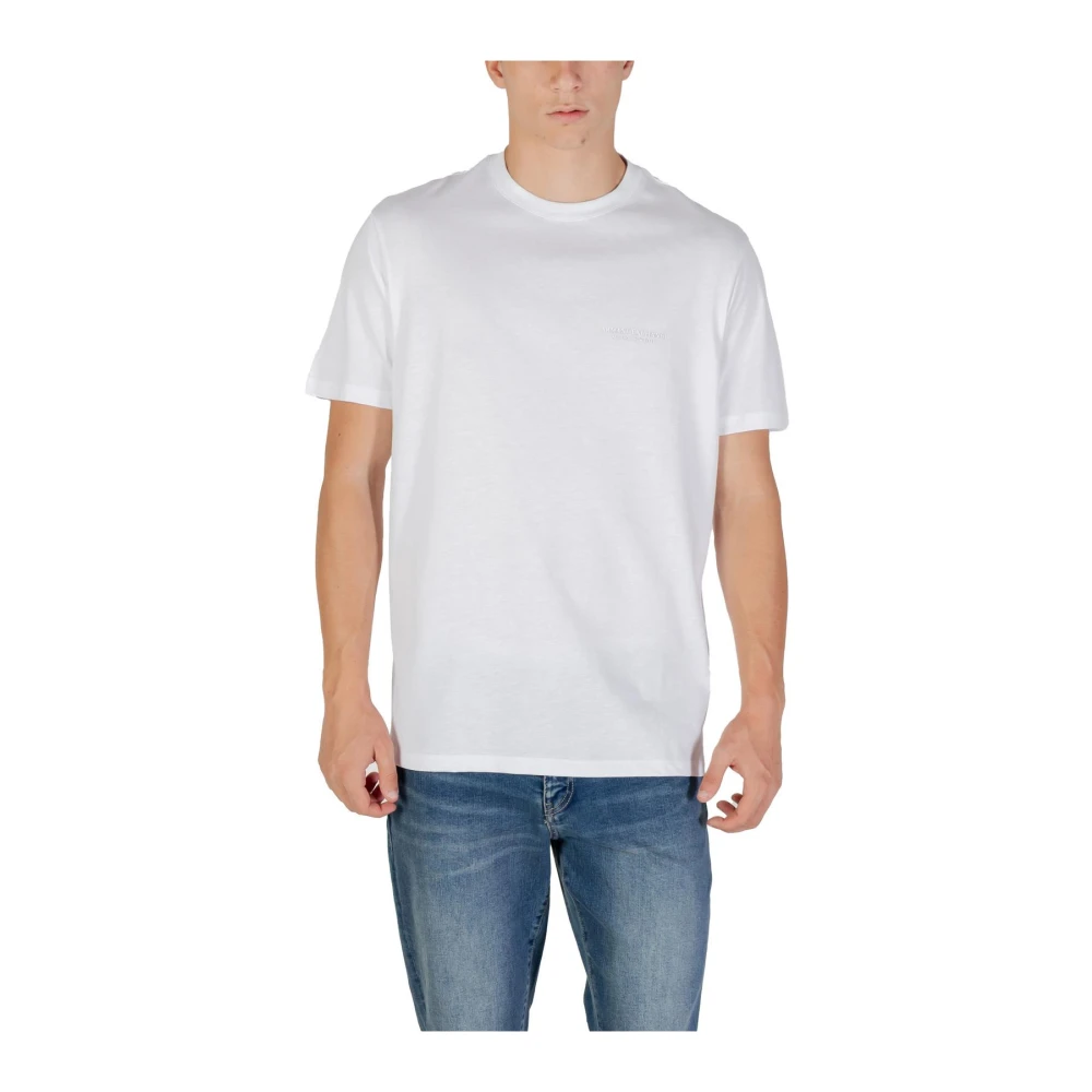 Armani Exchange Men's White Round Neck Short Sleeve Cotton T-Shirt - T-Shirts - Xl- Tops