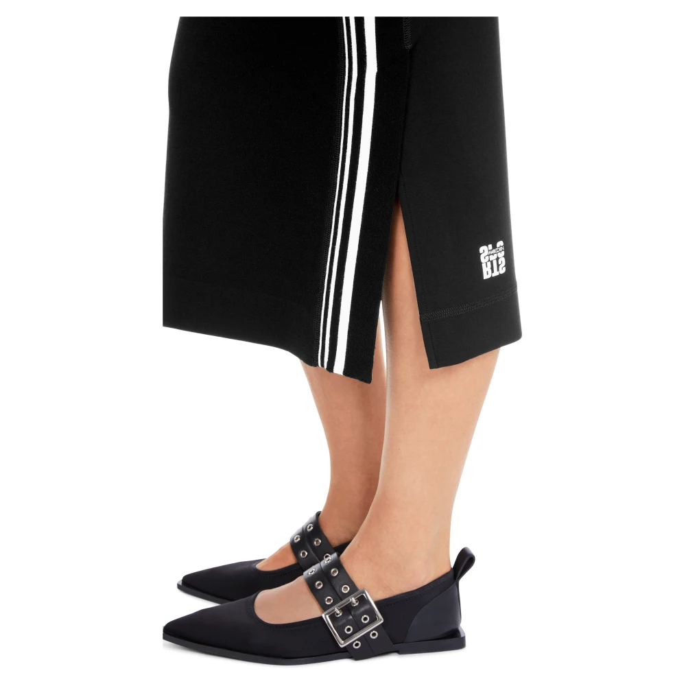 Marc Cain Gestreepte Gebreide Midi Rok Black Dames