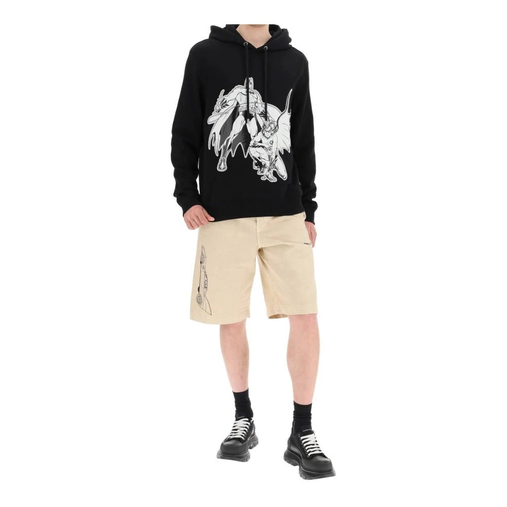 Lanvin Denim Shorts met Geborduurd Logodetail Beige Heren