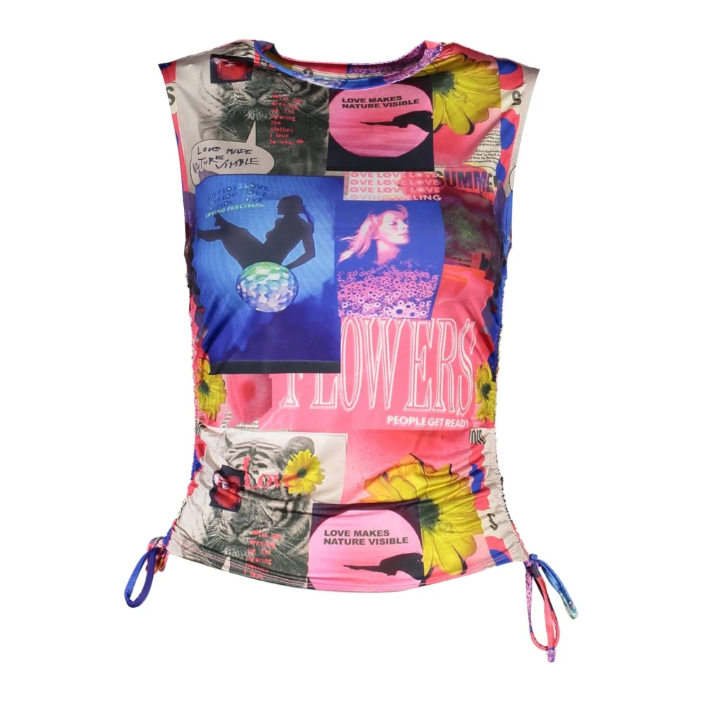 Desigual Women's Multicolor Blue Tank Top With Adjustable Straps - Sleeveless Tops - Xl- Tops