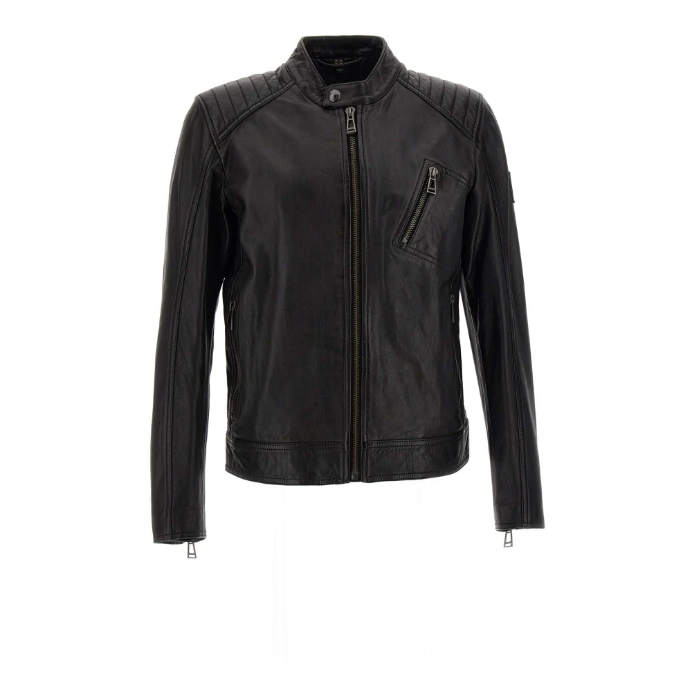 Belstaff Men's Black Leather Jackets, 2XL, V Racer Jacket