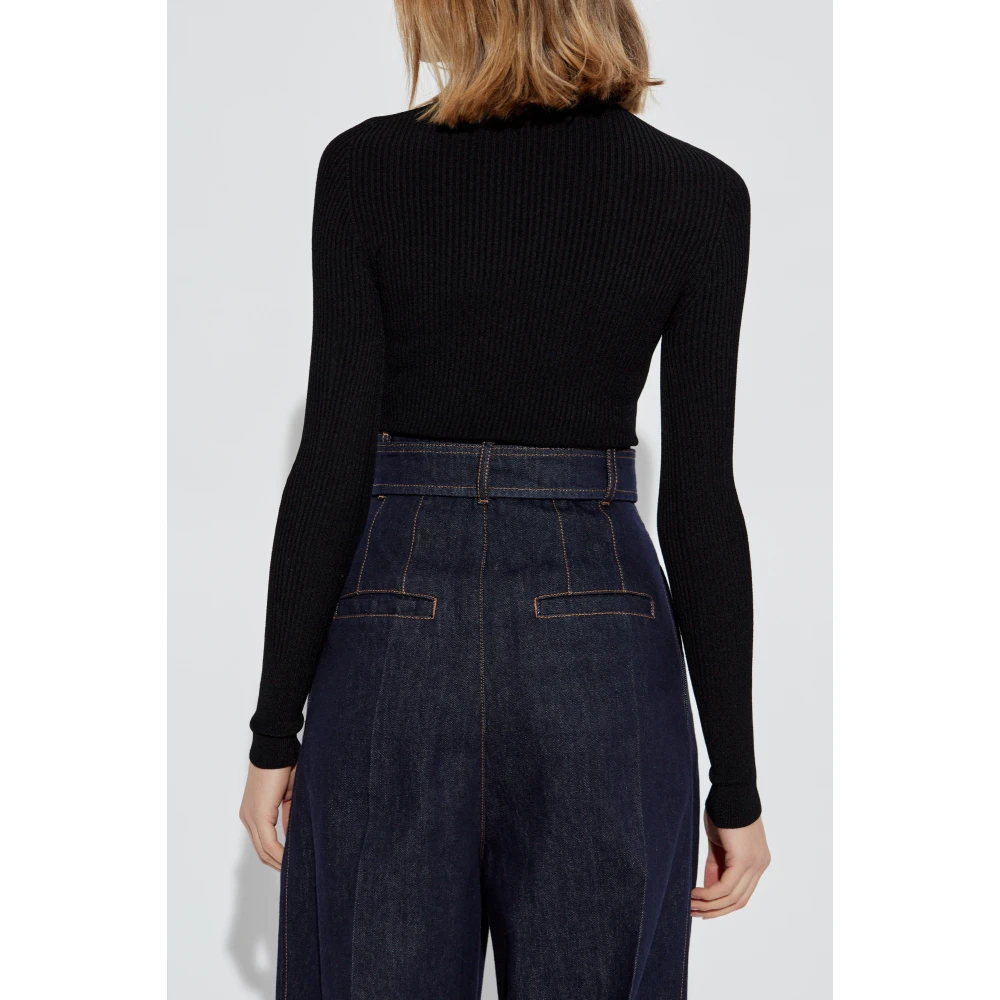 Alaïa Geribbelde bodysuit Black Dames