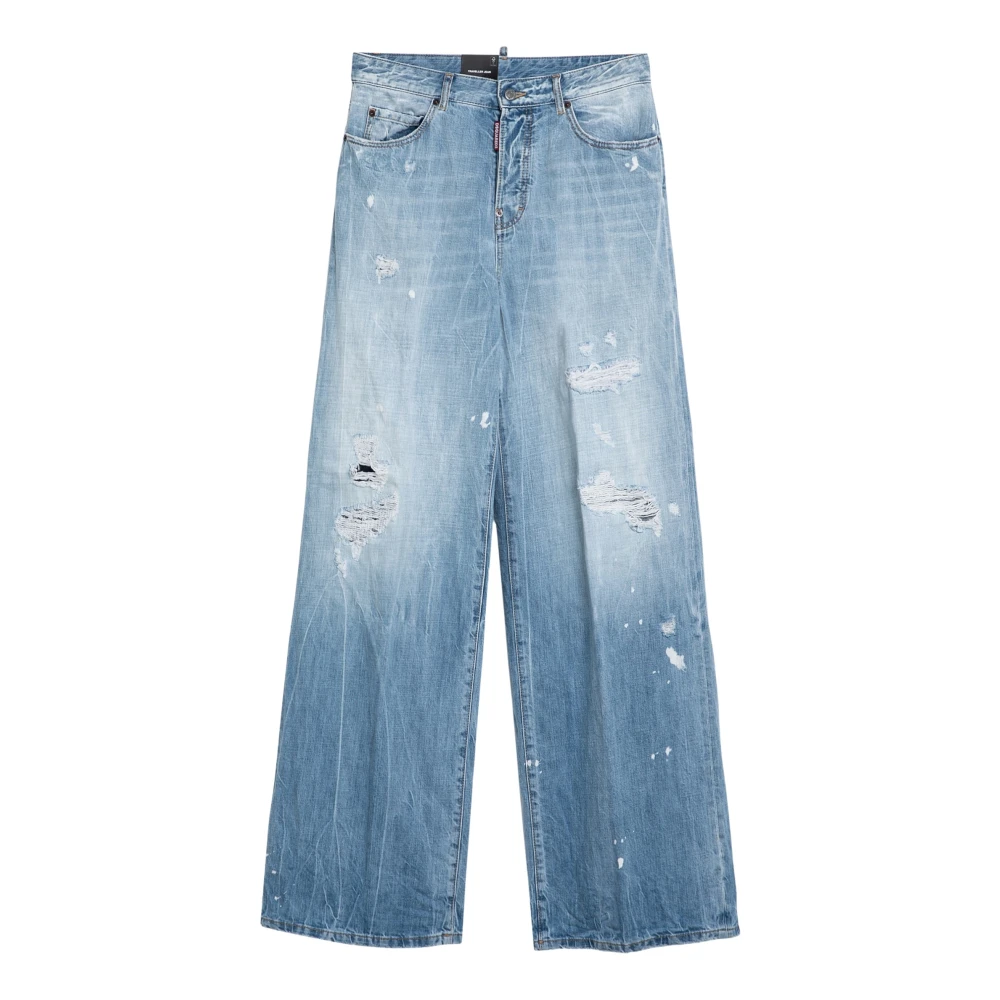 Dsquared2 Palazzo Stijl Denim Jeans Blue Dames