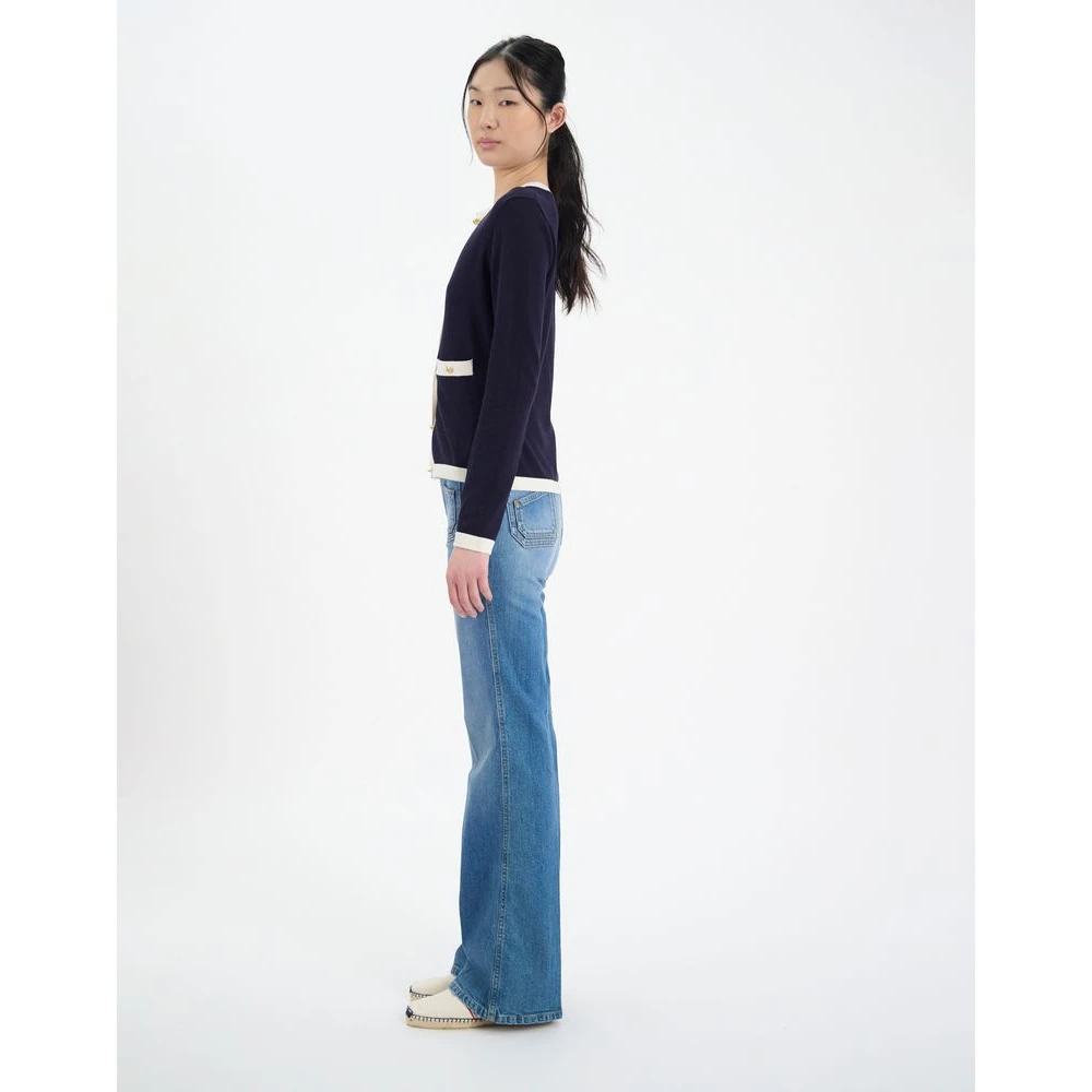 Ines De La Fressange Paris Corentin vest in marineblauw zijde en katoen Blue Dames