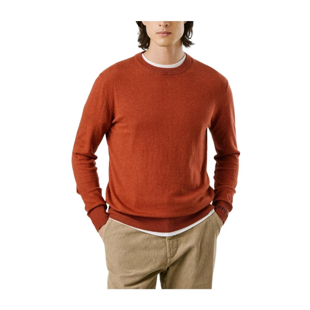 Pepe Jeans Men's Brown Soft Knit Crew Neck Sweater