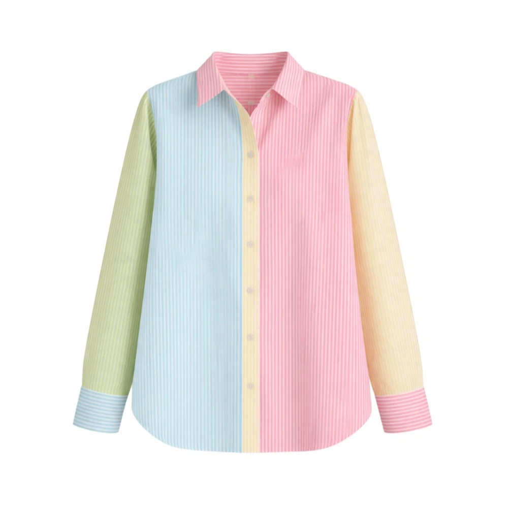 Mc2 Saint Barth Multicolor Cristal Seersucker Shirt - Female - Shirts - L - Blouses & Shirts