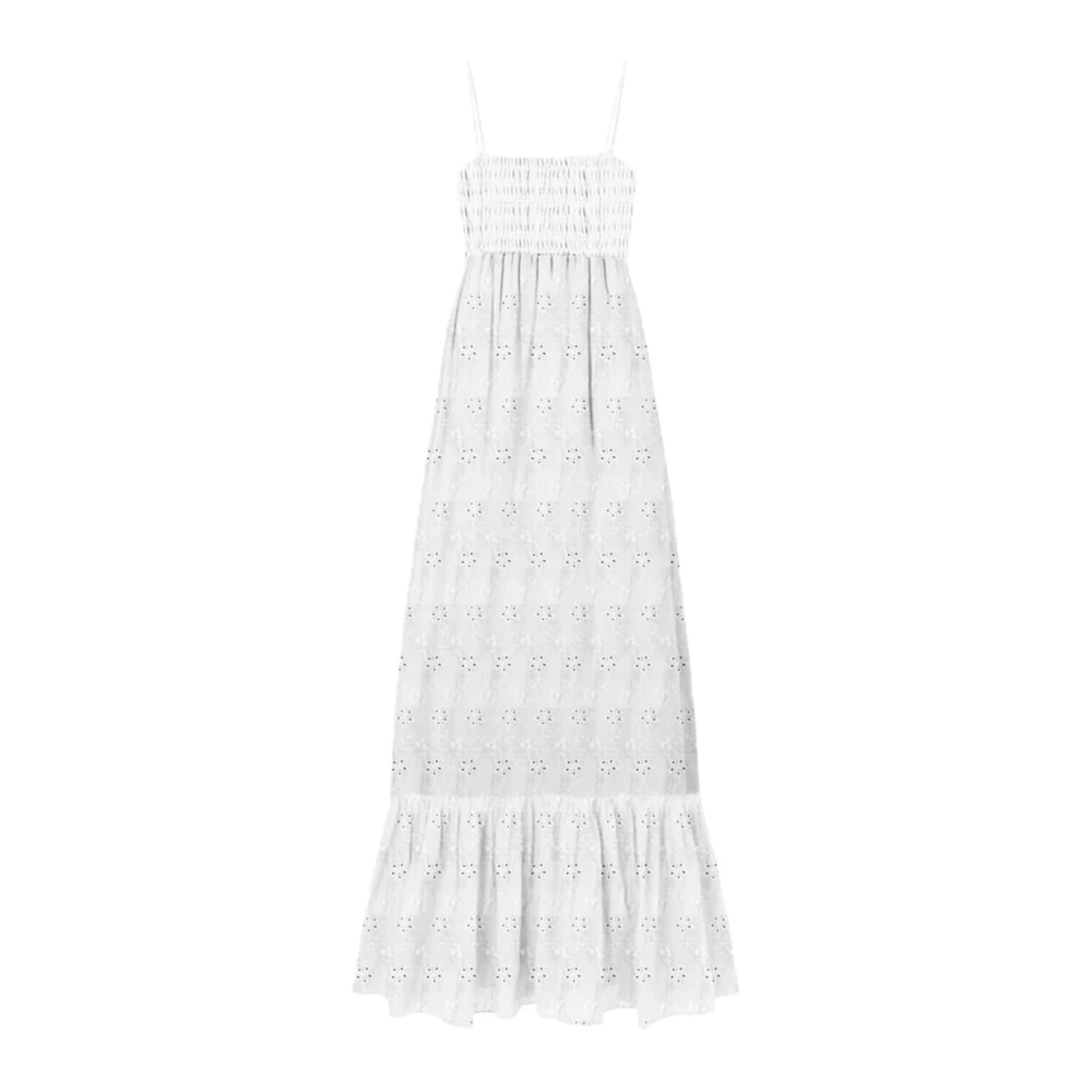 Mc2 Saint Barth White Jemma With Sangallo Ruffles Dress - Female - Maxi Dresses - Xs - Dresses